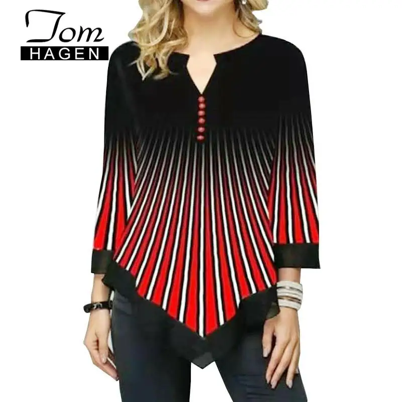 Для женщин футболка и Топ Плюс Размеры Черный с длинным рукавом Женская мода