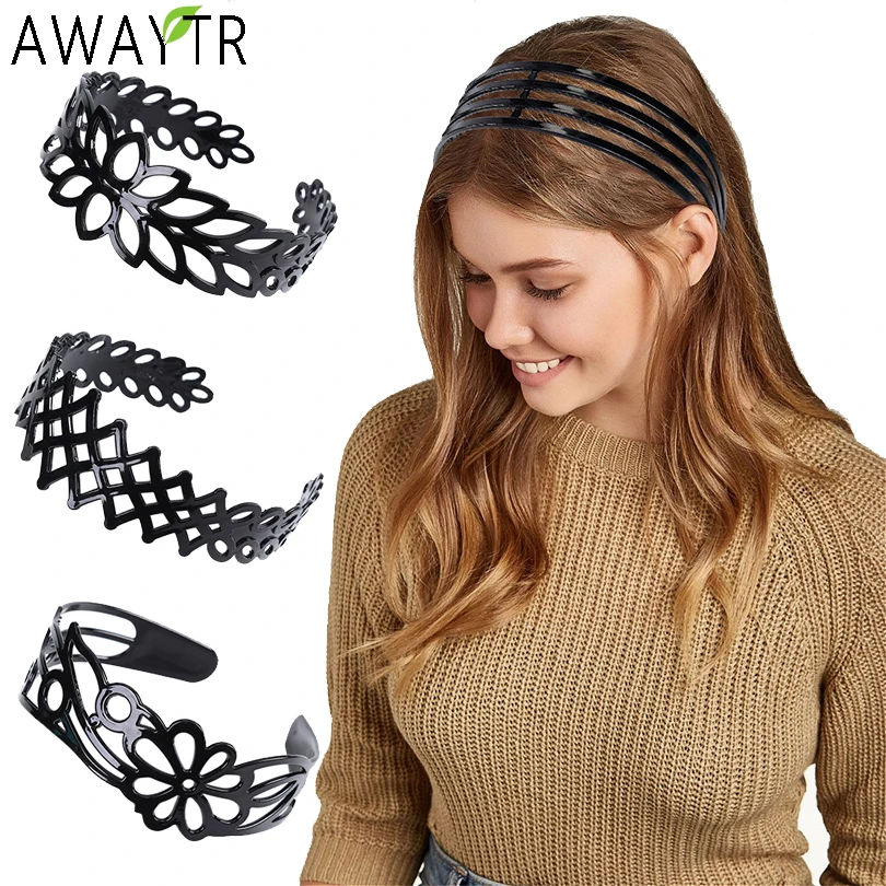 

AWAYTR Plastic Bezel Hair Head Hoop Wide Women Hairband Fashion Headband Flowers New Non-slipped Headdress Hair Accessories