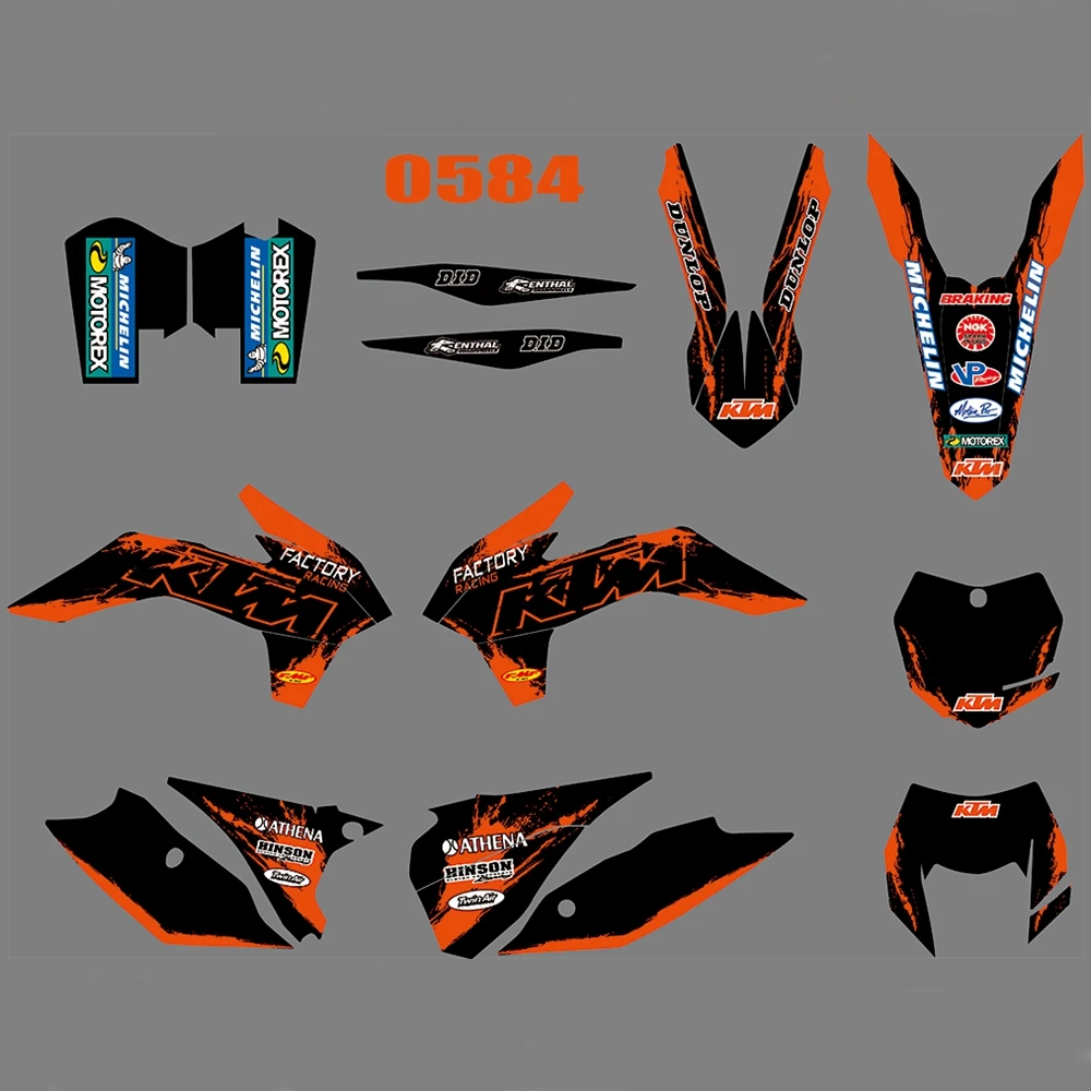 

For KTM EXC XCW XCF-W 2014 2015 2016 Graphics Decals Stickers Custom Number Name 3M Full Motorcycle Backgrounds Accessories