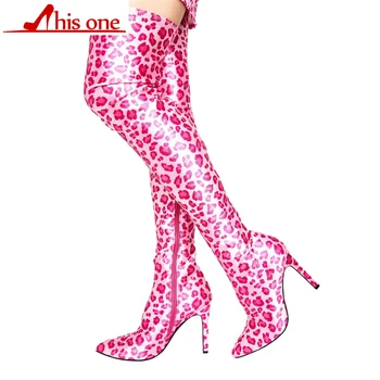 

2020 Winter Over The Knee Women Boots Stretch Fabrics High Heel Fine heel Slip on Shoes Pointed Toe Woman Long Boots Size 35-48