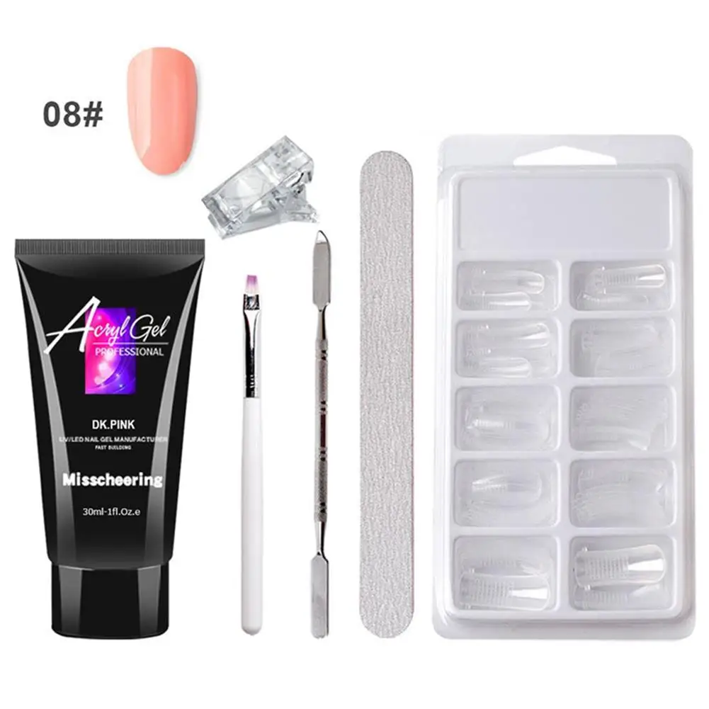 

Professional Poly Gel Nail Manicure Tool + 100PCS Nail Tips Mold + Nail Polished Strip + Nail File + Fixed Clip + Nail Brush