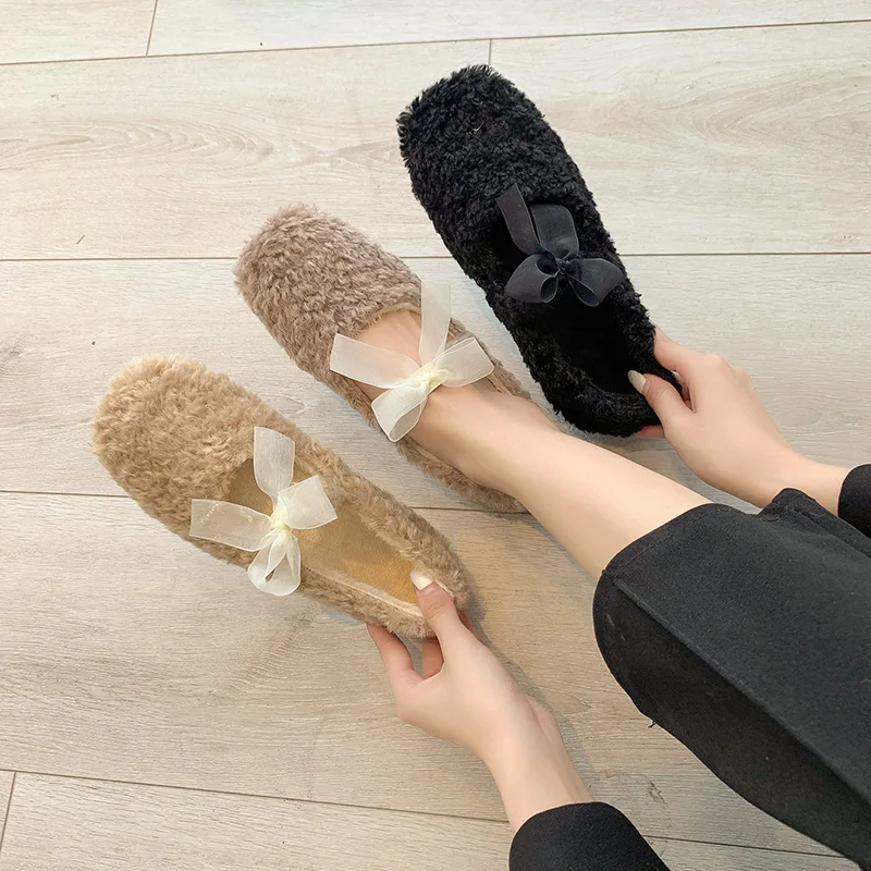

Shallow Mouth Round Toe Casual Woman Platform Shoes Autumn Dress Flats Women Women's Moccasins Modis Elegant Bow-Knot Loafers