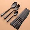 Black Tableware Stainless Steel Spoon 24 Pcs Complete Dinnerware Set Steel Black Cutlery Spoon Fork Knife Set Dropshipping 2022 ► Photo 3/6