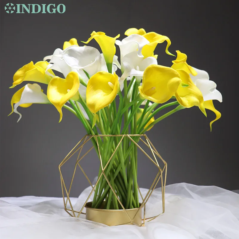 

INDIGO- (36pcs Calla + Vase) PU Calla Real Touch Calla Lily Decorative Artificial Flower Home Table Certerpiece Free Shipping