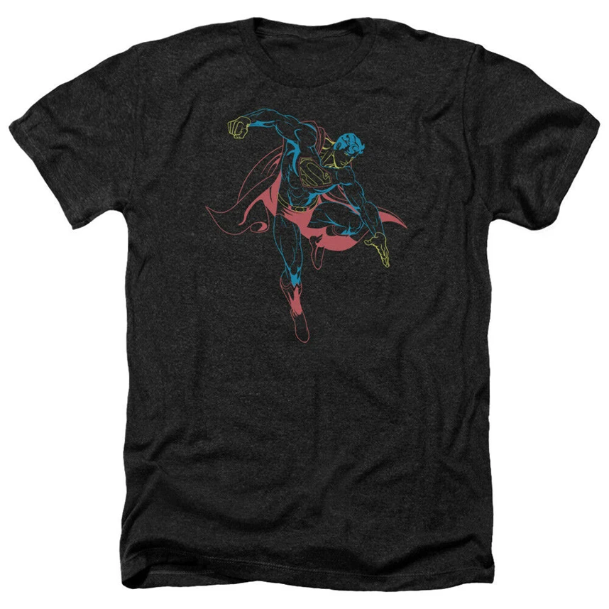Superman Neon Licensed Adult Heather T-Shirt All Sizes Slim Fit Tee Shirt |