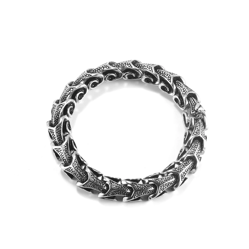 

Браслет в форме дракона для мужчин, Ювелирное Украшение в стиле панк, животное, серебристая цепочка, пряжка с головой животного, вечерний браслет из нержавеющей стали