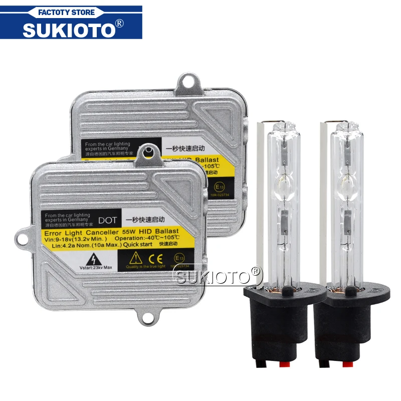 SUKIOTO 12V 55W H7 Xenon HID Conversion Kit H1 H3 H11 9005 9006 Xenon Lamp Bulbs DC Digital HID Ballast 4300K 5000K 6000K 8000K