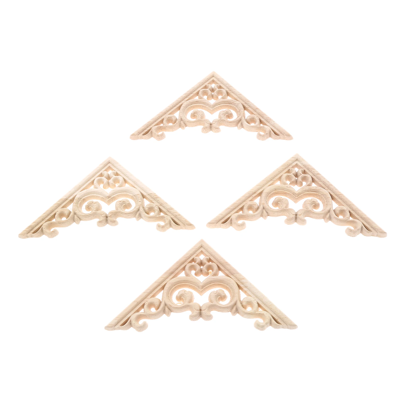 Wood Flower Carved Decal Corner Onlay Applique Frame Door Furniture Wall Unpainted For Home Cabinet Door Decor 4pcs/set 11cm