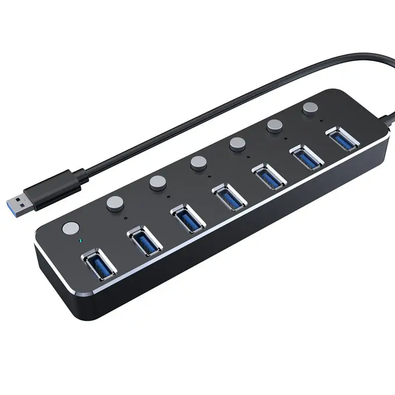 Alumunium 3,0 концентратор супер скорость 7 портов внешний микро-usb-хаб разветвитель портативный для Apple Macbook Air ноутбук ПК планшет концентратор
