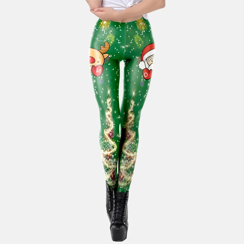 8 3D Digital Printing Christmas Leggings Women Fashion Funny Sexy Printed Elastic Skinny Leggings Xmas Gift pants winter - Цвет: 8