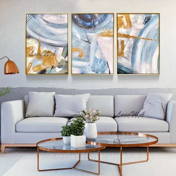 

100% Handmade 3 Panel Group Oil Painting Unframed 3 Pieces Canvas Wall Art Modern Home Showpieces Artwork For Living Room Decor