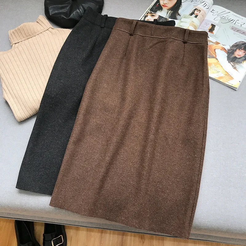 

2020 Slim Fit Trend Simple Skirt Versatile Elegant Solid Color Midi-skirt Fashion New Style Casual Western Style 1.28