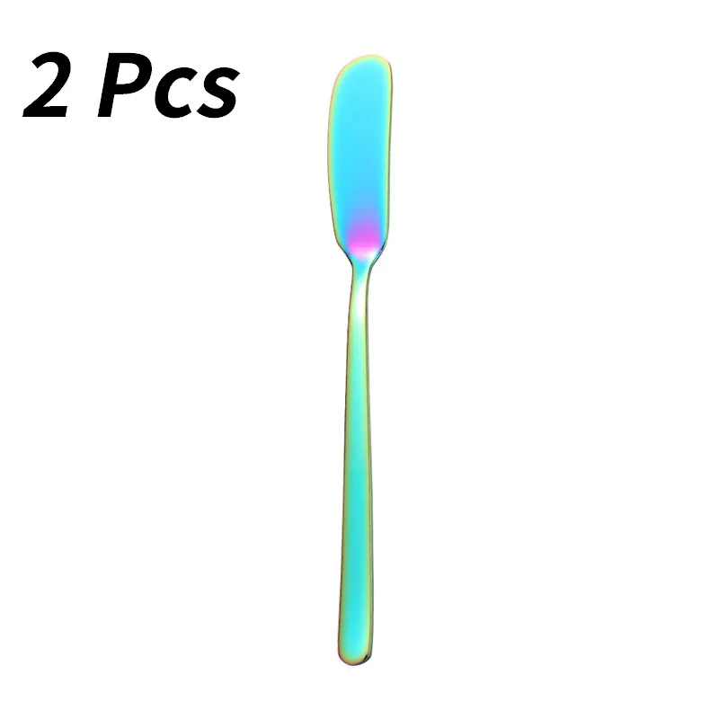 2 Pcs Colorful Нержавеющая сталь красочные масло шпатель Джем десерт сыра нож фондю терка для сыра слайсер - Цвет: 2 Pcs Colorful