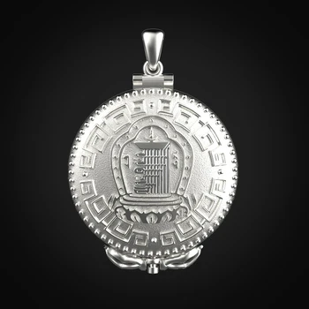 

Kalachakra Bodhisattva Manjusri mantra S925 Silver Pendant Necklace Nine palaces and eight trigrams 12 zodiacal animals Openable