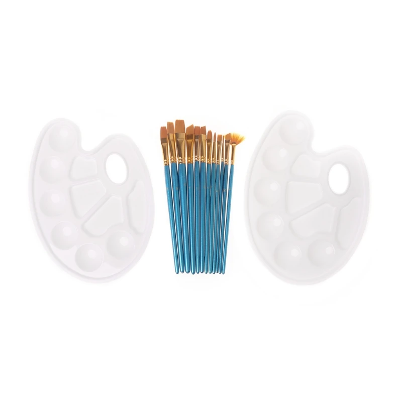 

14Pcs Acrylic Artist Paint Brush Oil Watercolor Painting Nylon Hair Palettes Set