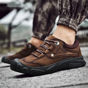

2020 High Quality Tactical Shoes Men Genuine Leather Soft Rubber Men's Sneakers Outdoor Trekking Mountain Hiking Boots