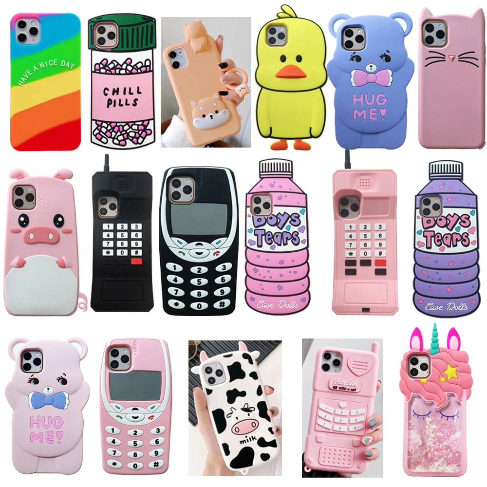For Iphone 12 12 Mini 12 Pro 12 Pro Max 3d Cute Cartoon Animal Soft Silicone Case Phone Back Cover Shell Skins Shockproof Mobile Phone Cases Covers Aliexpress