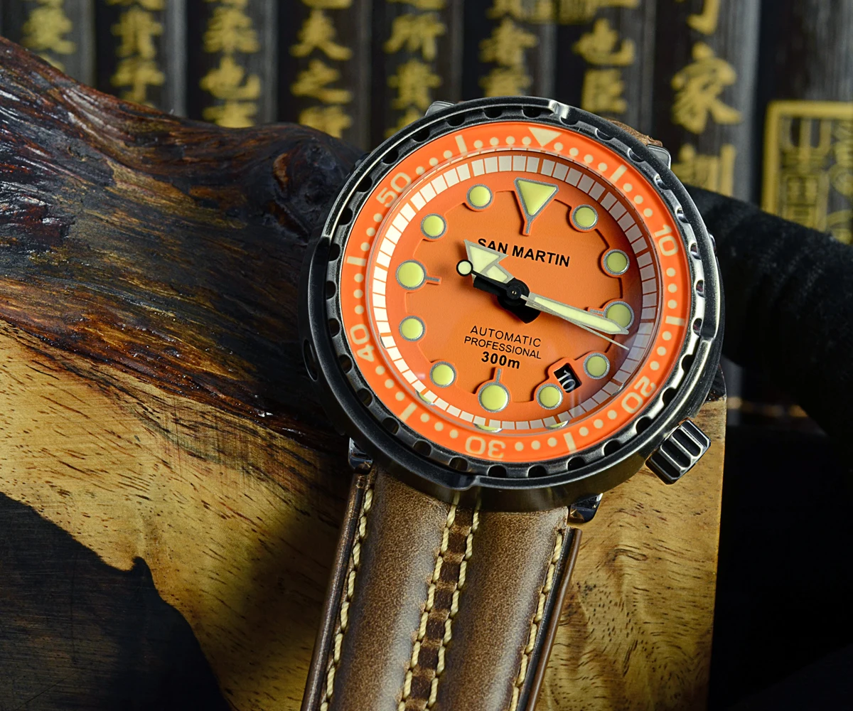 Lugyou Сан Мартин тунец часы черный старение автоматические NH35 мужские дайвинг часы нержавеющая сталь 30 бар водонепроницаемый сапфир Дата Окно