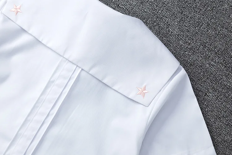 White Cotton Japanese Middle High Student School Dress For Girls JK Uniforms Sailors Suit Short Sleeve White Shirt Women Tops 5