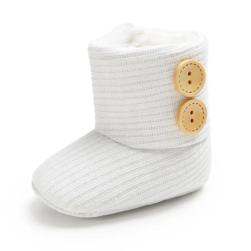 Новая весенняя Милая обувь для маленьких мальчиков и девочек 0-18 месяцев; Хлопковые вязаные ботинки; повседневная обувь; обувь для первых шагов; милая нескользящая обувь на мягкой подошве для новорожденных - Цвет: Белый