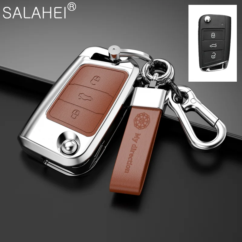 Car Key Case Cover For VW Volkswagen Polo Golf 4 5 6 7 T5 MK7 Tiguan Passat B6 B5 Skoda Octavia A5 A7 Seat Leon FR 2 Ibiza Ateca key case cover key case