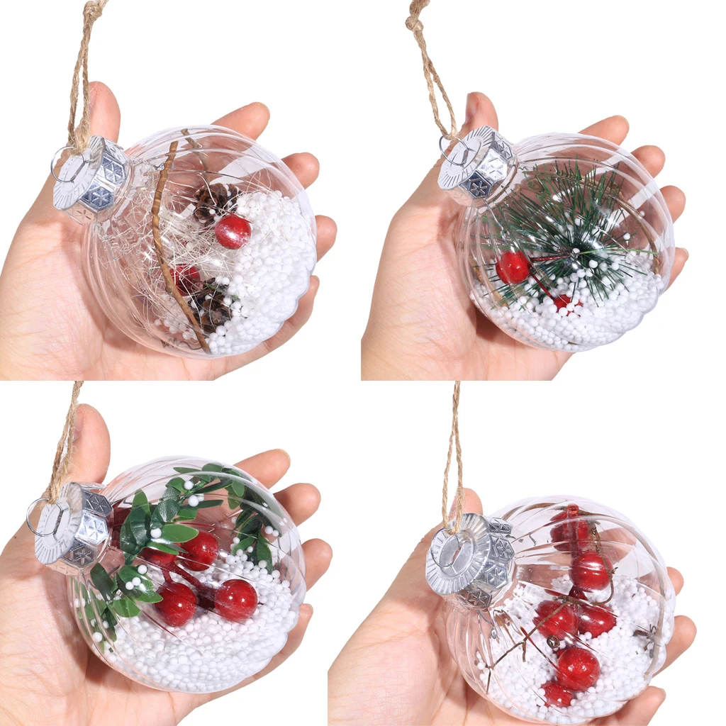 

4PCS Clear Round Plastic Ball Christmas Tree Baubles Spheres Ornaments