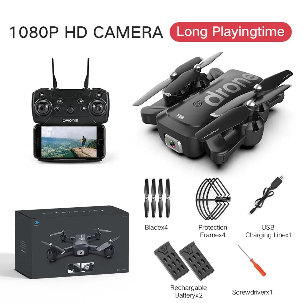 F88 wifi Радиоуправляемый Дрон складной HD аэрофотосъемка 4K Pixel пульт дистанционного управления Дрон двойная камера удержание высоты Квадрокоптер игрушка - Цвет: 2