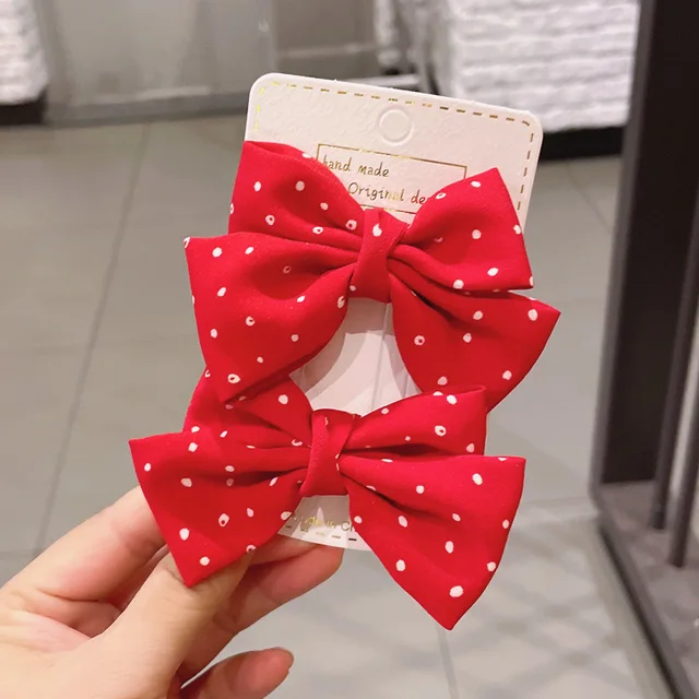 2022 New Bow Headgear Cute Sweet Little Girl Hair Accessories Summer Girls Net Red Clips Baby Hairpins Children Hair Clips Gifts B1-Dot