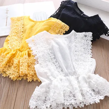 

2020 Summer Girls Lace Sleeveless Shirt Wholesale Children's Clothing