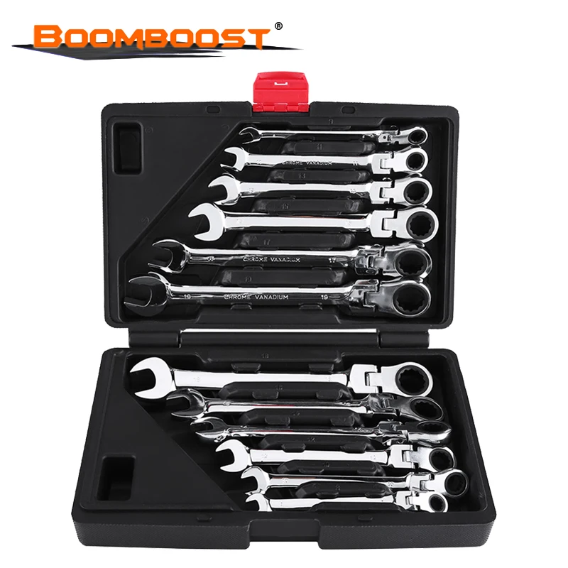 

Dual-purpose Movable Head Ratchet Wrench Movable / Non-movable Non-slip 180 Turns 72 Gears Chrome Vanadium Steel 12 Pieces