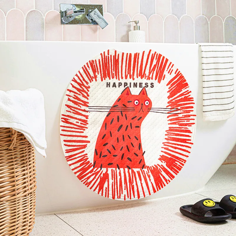 

Cat PVC Bath Mat For Toilet Bath Mats Shower Bathroom Carpet Suction Anti Slip Sucker Bathroom Carpet Set Bath Mat Decor for Kid