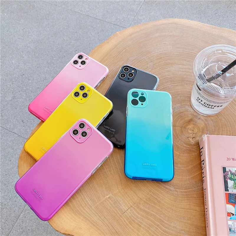 Новинка 2020 градиентный чехол из ТПУ для iphone 11 однотонный 6 6s 7p 8plus 10 x xs XR XSMAX