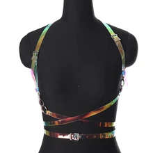 Бюстгальтер из искусственной кожи с ремнем, женское белье, Фетиш для женщин, боди, бондаж, сексуальные топы, клетчатый Бралетт, готический панк, Рейв, танцевальное белье