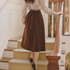 Fall 2022 Japan Style Sweet Women's Skirt Winter Casual Elastic Waist Single Breasted A-Line Pleated Skirt With Belt Black Brown ► Photo 2/6