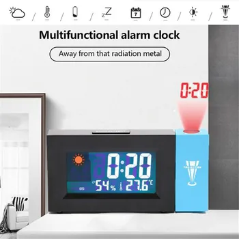 

Alarm Clock LED Backlight Display Screen Weather Clock Weather Forecast Projection Clock Rotating Alarm Clock