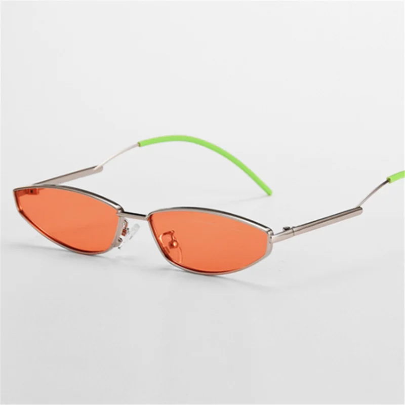 YOOSKE, женские солнцезащитные очки,, модные солнцезащитные очки «кошачий глаз», Ретро стиль, маленькие очки, мужские, женские, оттенки, UV400, зеркальные очки - Цвет линз: Оранжевый