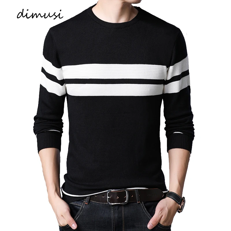 

DIMUSI Autumn Men Sweater Fashion O-Neck Striped Shirt Turtleneck Sweaters Mens Slim Fit Knitted Pullovers Brand Clothing 3XL