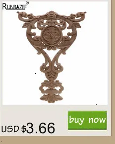 RUNBAZEF Аппликация наклейка фигурки деревянные резным декором Неокрашенный большой Корона листья прямоугольник цветок мебельных дверей дома