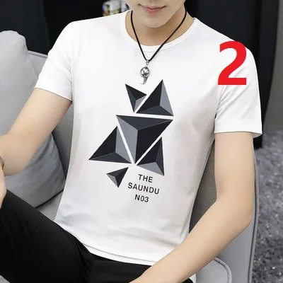 

Ice silk t-shirt men's Korean version of the trend of self-cultivation tide brand half sleeve
