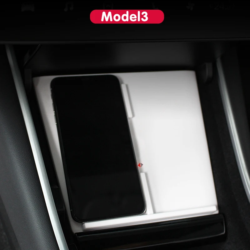 Беспроводное зарядное устройство для Tesla Model 3 из углеродного волокна ABS с двумя USB