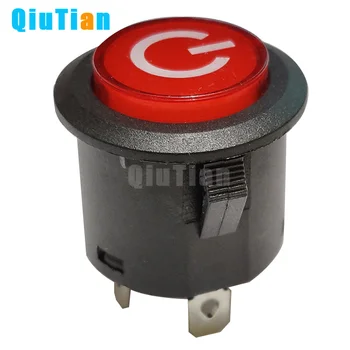 

QT-PBS002 Push Power Flat Circular Red LED Light Self-Lock Button Switches