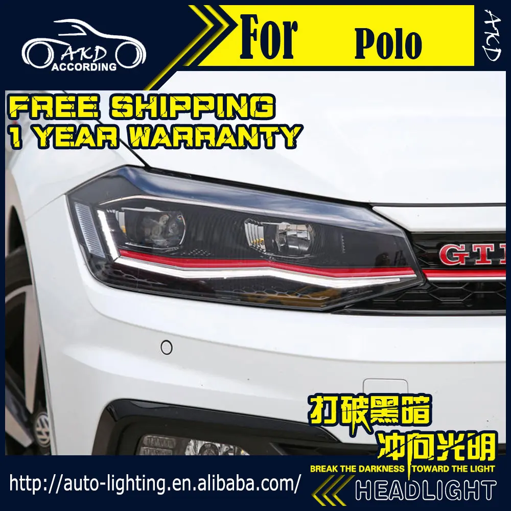 AKD автомобильные стильные фары для VW Polo светодиодный налобный фонарь- Polo Головной фонарь DRL динамический индикатор сигнала Светодиодный дальний и ближний свет