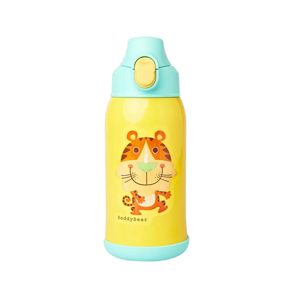 

630ML Stainless Steel Children Vacuum Cup Cartoon Pattern Water Bottle Portable Insulation Cup With Straw Cup Cover Strap