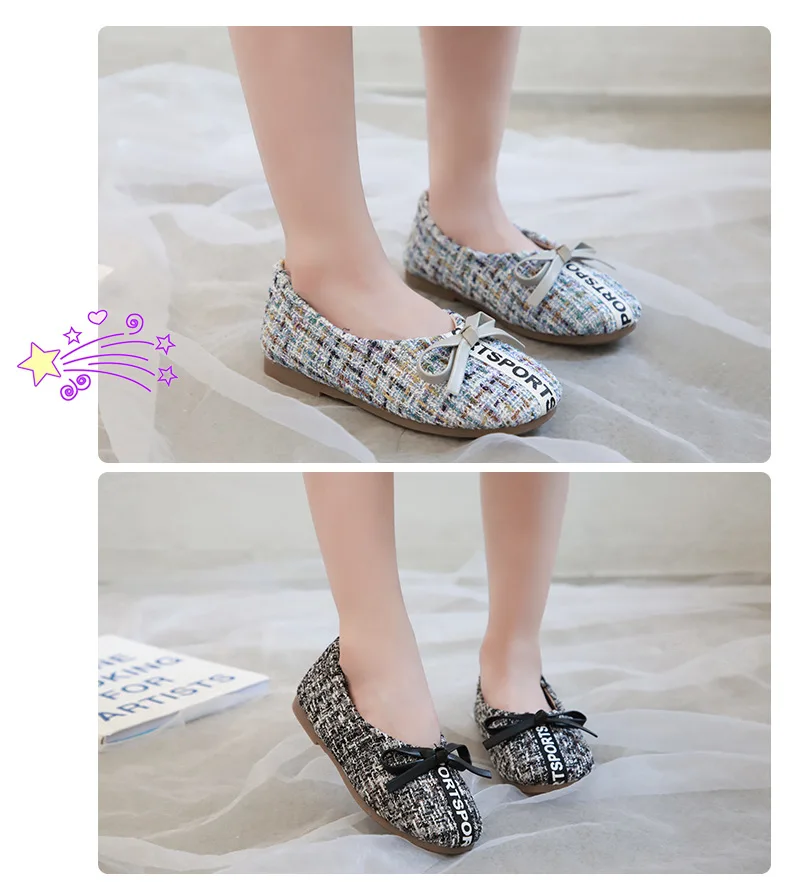 Kids Shoes Brand Design Baby Fashion Flat Shoes Girls Casual Bow Tie Princess Flats Children Soft Black Shoe