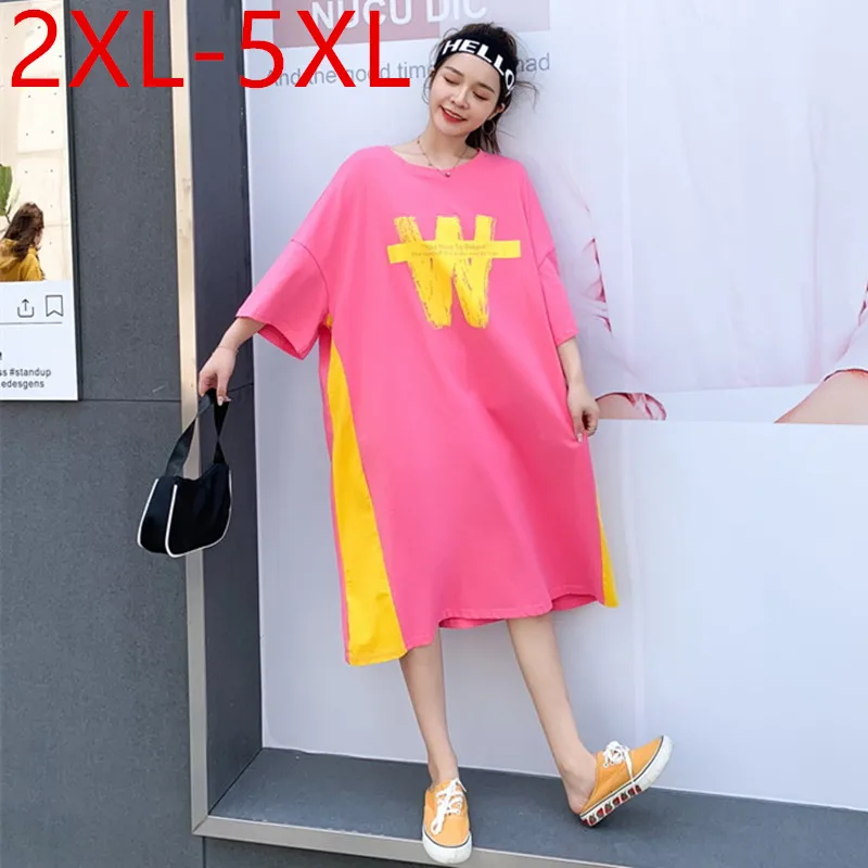 Подходит для 2XL 3XL 4XL 5XL размера плюс женское летнее Хлопковое платье-футболка с