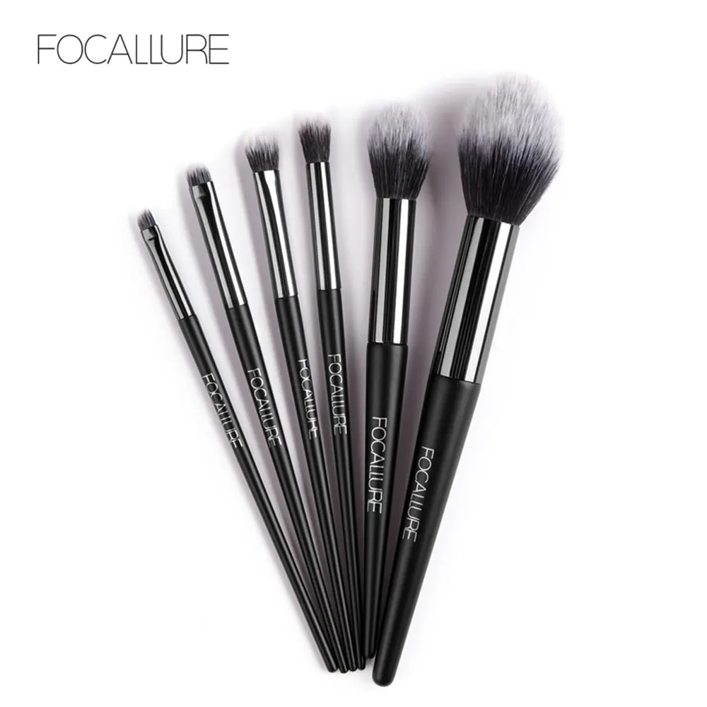 FOCALLURE 6 шт./партия кисти для макияжа Набор инструментов Косметическая кисть для пудры тени для век Тональная основа для румян смешивание; Красота Кисть для макияжа - Handle Color: A
