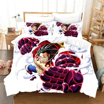 

Monkey D. Luffy 3D Printing Bedding Set One Piece Anime Single Double Size Bed Cover Pillowcase Kids Bedroom Decor Quilt Cover