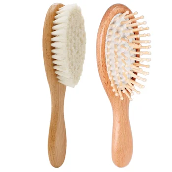 

2PCS Scalp Massage Tools Bath Cleaning Brush Air Cushion Comb Wooden Comb Brush Kit Baby Bathroom Supplies