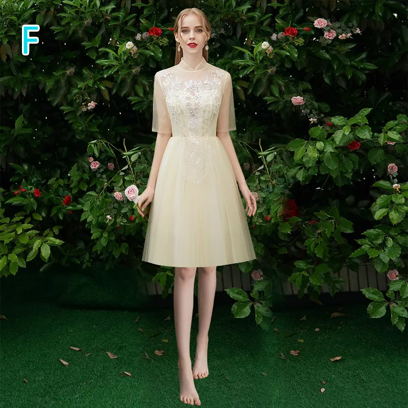 SSYfashion Элегантное Длинное платье подружки невесты цвета шампанского, вечерние платья для торжеств, платья для сестер, Платья для особых случаев - Цвет: F3