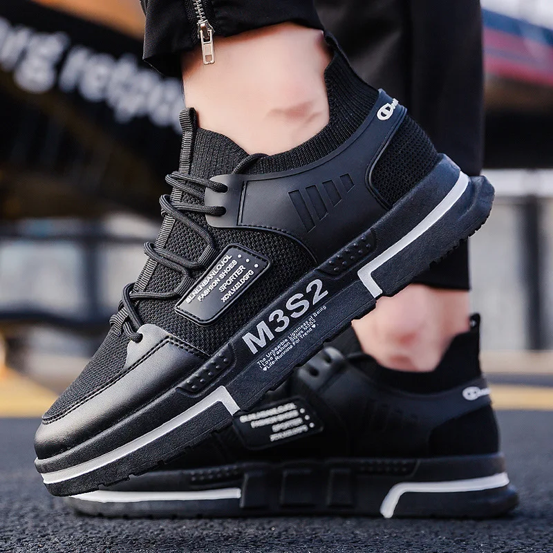 Black Shoes Men Sneakers Male Red White Shoes Casual Man Designer Sneaker Platform Shoe Outdoor Sports Young Boy Fashion Sneakers - Цвет: Black